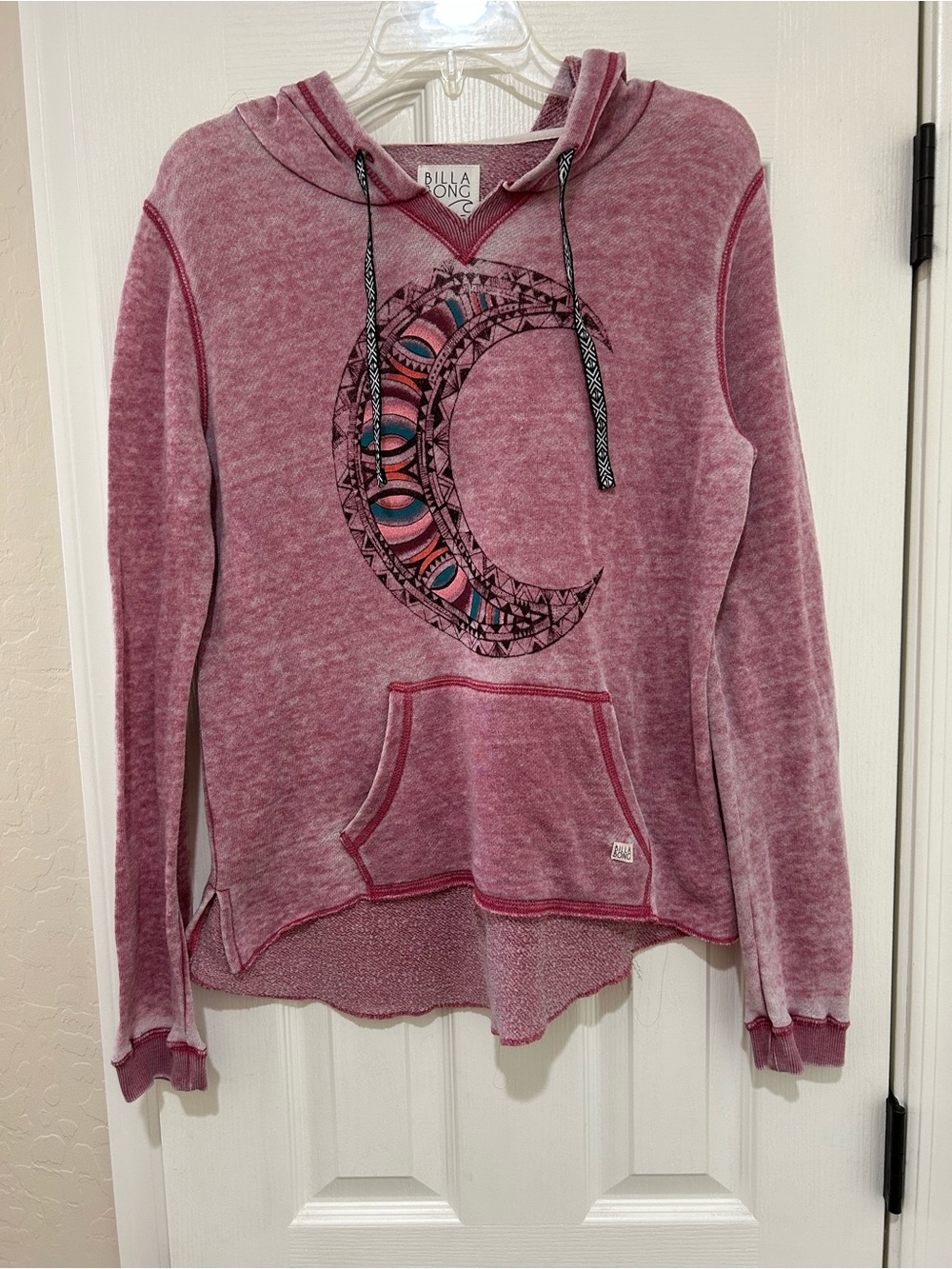 Billabong Dark Pink Women’s Washed Crescent Moon Graphic Hoodie